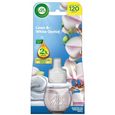 Air Wick Essential Oils Linen & White Orchid Prádlo a bílá orchidej, elektrický osvěžovač náhradní náplň 19 ml – Zbozi.Blesk.cz
