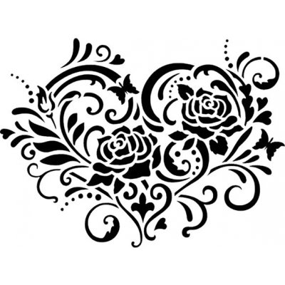 Šablona A4 Srdce s růžemi – Zboží Dáma