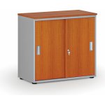 Primo Kancelářská skříň se zasouvacími dveřmi GRAY, 740 x 800 x 420 mm, šedá/třešeň – Zboží Dáma
