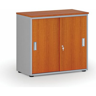 Primo Kancelářská skříň se zasouvacími dveřmi GRAY, 740 x 800 x 420 mm, šedá/třešeň – Zboží Dáma