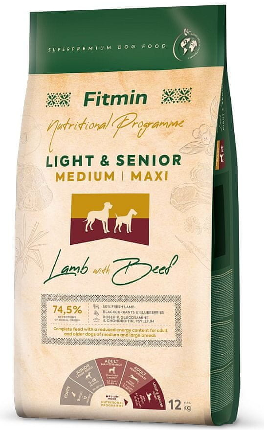 Fitmin Light Senior Medium Maxi Lamb & Beef 12 kg