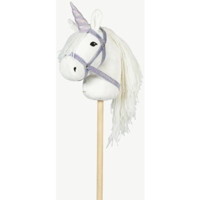 Jednorožčí roh s uzdečkou na hobby horse koníka By Astrup Purple Glitter