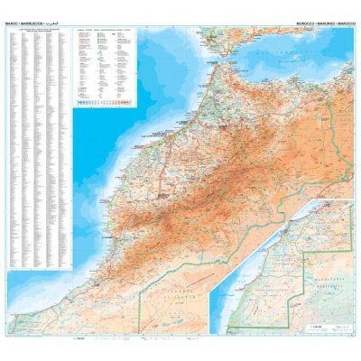 Gizi Map Maroko (Morocco) - nástěnná mapa 74 x 94 cm Varianta: bez rámu v tubusu, Provedení: laminovaná mapa v lištách