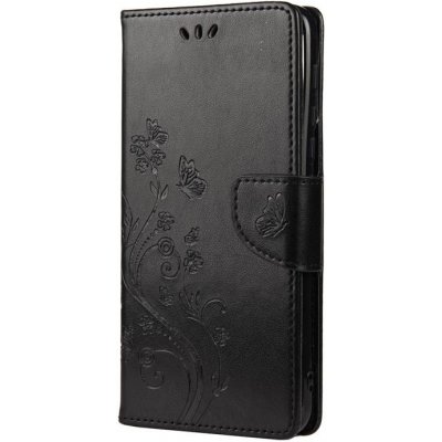 Pouzdro Embossing Pattern Motyl a květ Motorola Moto G30 / G10 černé – Zboží Mobilmania