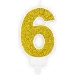 PartyDeco Svíčka na dort zlatá číslo 6 – Sleviste.cz