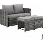 tectake 406393 2 v 1 ratanová zahradní sedací souprava monopoli, pohovka a lounge set - šedá – Zboží Mobilmania