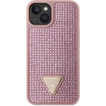 Pouzdro Guess Rhinestones Triangle Metal Logo posázené kamínky iPhone 14 - růžové