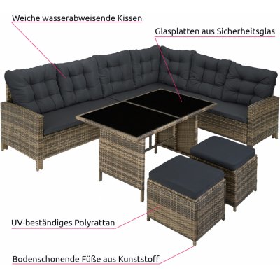 tectake 404399 ratanová sestava barletta - přírodní/tmavě šedá – Hledejceny.cz