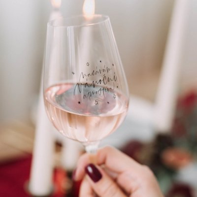 Bella Rose Sklenice na víno Nasávám vánoční atmosféru čirá barva sklo 350 ml – Zboží Dáma