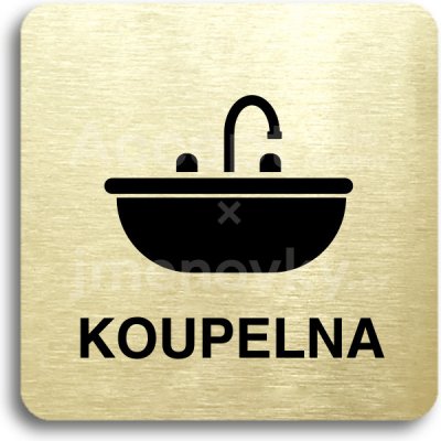 ACCEPT Piktogram koupelna - zlatá tabulka - černý tisk bez rámečku – Zboží Mobilmania