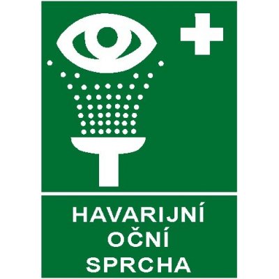 Havarijní oční sprcha | Samolepka, A4 – Zboží Mobilmania
