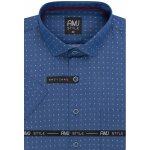 AMJ pánská košile krátký rukáv slim-fit VKSR1126 puntíkovaná modrá – Zboží Dáma