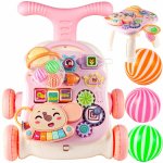 Majlo Toys interaktivní s hracím stolečkem Music Stroller 2v1 růžová – Zboží Dáma