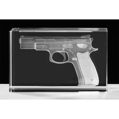 Křišťálové sklo 3D pistole kvádr 5 cm – Zboží Mobilmania