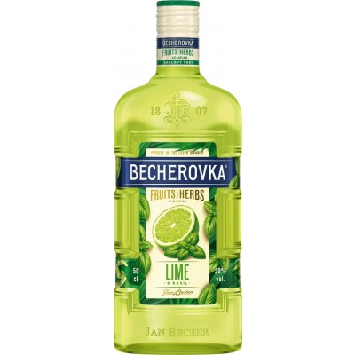 Becherovka Lime & Basil 20% 0,5 l (holá láhev) – Hledejceny.cz