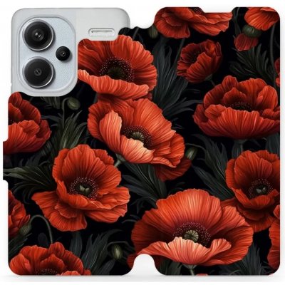 Mobiwear Flip Xiaomi Redmi Note 13 Pro Plus 5G - VP45S Temné červené květy – Zboží Mobilmania
