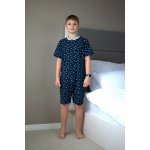 Overal krátký Hluboký oceán bílošedé proužky – Zboží Dáma