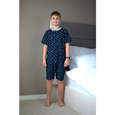 Overal krátký Hluboký oceán bílošedé proužky – Zboží Dáma