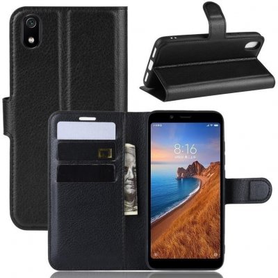 Litchi PU kožené peněženkové pouzdro na mobil Xiaomi Redmi 7A - černé – Zboží Živě