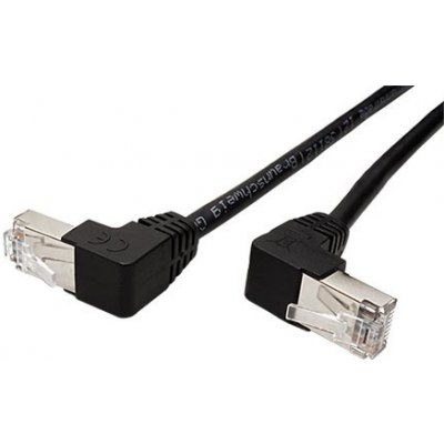 Goobay 21.92.0711 FTP, patch, kat. 5e, lomené konektory (90°), 0,5m, černý – Sleviste.cz