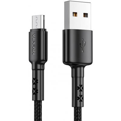 Vipfan X02 USB-Micro USB, 3A, 1,2m, černý