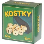 Hrací kostky bílé 6 ks kelímek v krabičce Rappa – Sleviste.cz