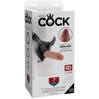 Pipedream King Cock 7" Uncut Cock with Strap on Harness