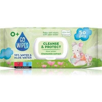 GoWipes Cleanse & Protect Chamomile extract dětské jemné vlhčené ubrousky s aloe vera 50 ks – Hledejceny.cz