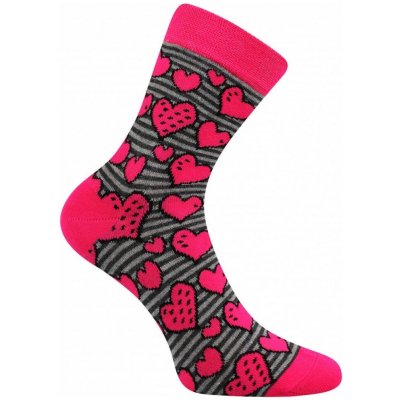 Veselé barevné bavlněné ponožky dívčí se srdíčky – Zboží Mobilmania