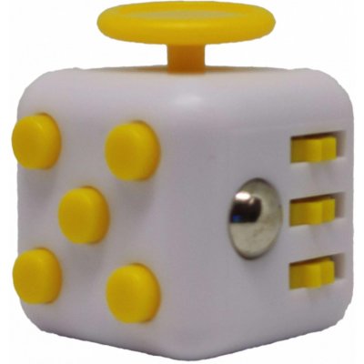 Fidget Cube antistresová kostka Bílo žlutý