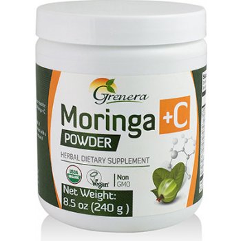 Grenera Raw Moringa organický prášek z listů Moringy PLUS Vitamín C 240 g