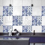 Crearreda 31223 Samolepky na kachličky modré Azulejos Blue Azulejos 3ks (20 x 20 cm) – Zboží Dáma