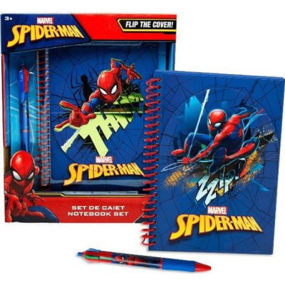 ToyCompany Kroužkový flip blok diář Spiderman A5 + 6 barevná propiska – Hledejceny.cz