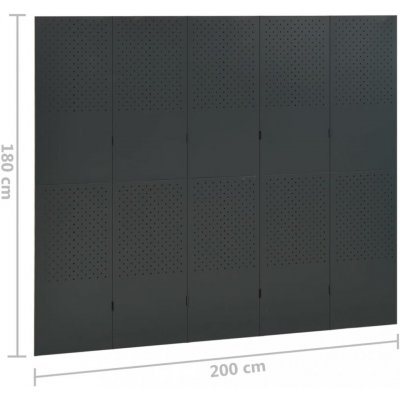 Dekorhome paraván ocel antracit 200 x 180 cm 5-dílný