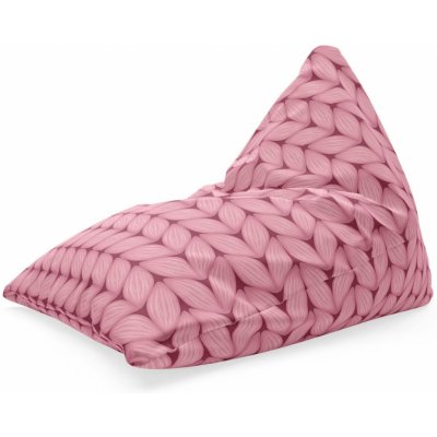 Sablio sedací vak Triangl růžové pletení z vlny 120 x 100 x 100 cm – Zbozi.Blesk.cz