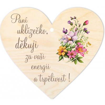 Woody Crafts Cedulka - Srdce pro paní uklízečku – Hledejceny.cz