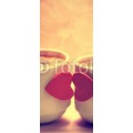 WEBLUX 71449240 Samolepka na lednici fólie Two coffee cups with red hearts as a kissing lips Dva kávové šálky s červenými srdci jako líbání rty rozměry 80 x 200 cm – Sleviste.cz