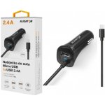 Nabíječka do auta ALIGATOR micro USB s USB výstupem, 2.4A, Turbo charge, Black