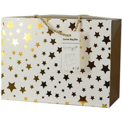Dárková krabička s uchy - zlaté hvězdičky - velká 27 x 20 x 13 cm – Zboží Mobilmania
