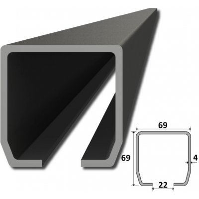 C profil 69x69x4mm, bez povrchové úpravy Délka: 2m