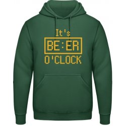 AWDis Hoodie Mikina Design It’s Beer O’Clock Lahvově zelená