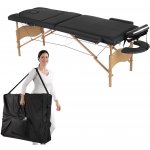 Melko Masážní stůl Melko 3 zónová terapeutická lavice skládací kosmetický dřevěný rám černý