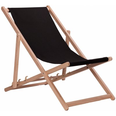 SWANEW Beach Deckchair Relax Lounger Self-assembly Dřevěné černé