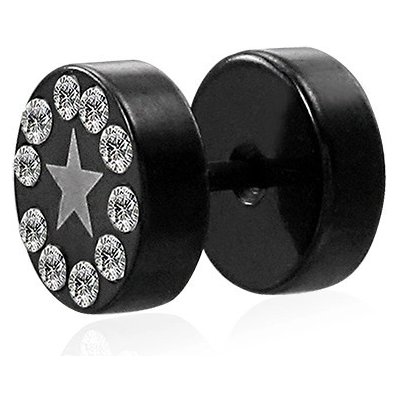 Šperky eshop anodizovaný fake plug do ucha hvězda zirkony F11.1 – Zboží Mobilmania
