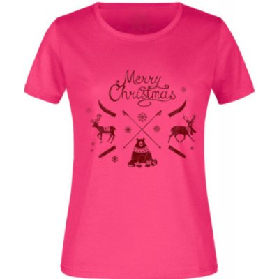 Dámské triko JM Christmas pink růžová – Zboží Mobilmania