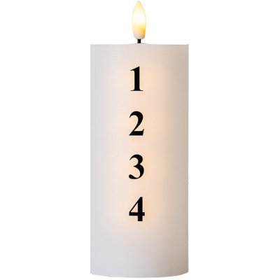 SIRIUS LED svíčka na baterie vosková Sille adventní s čísly, Ø 7 × 15 cm, bílá/černá – Hledejceny.cz