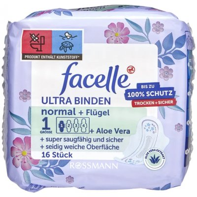 Facelle Hygienické vložky s křidélky a s Aloe vera Ultra 16 ks – Zboží Dáma