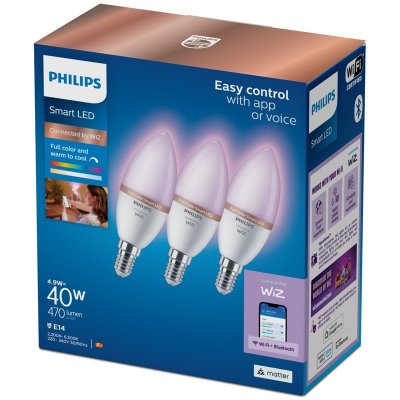 Philips Chytrá žárovka Smart LED 4,9 W, E14, RGB, 3 ks