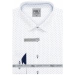 AMJ Comfort fit pánská košile dlouhý rukáv s modrým vzorem bílá VDBR1330