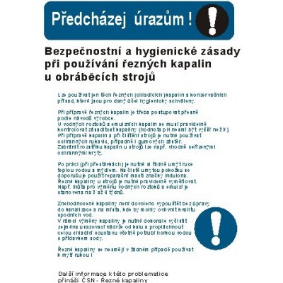 Bezpečnostní a hyg.zásady při používání řezných kapal. u obráb. strojů | Samolepka, A3 – Zbozi.Blesk.cz